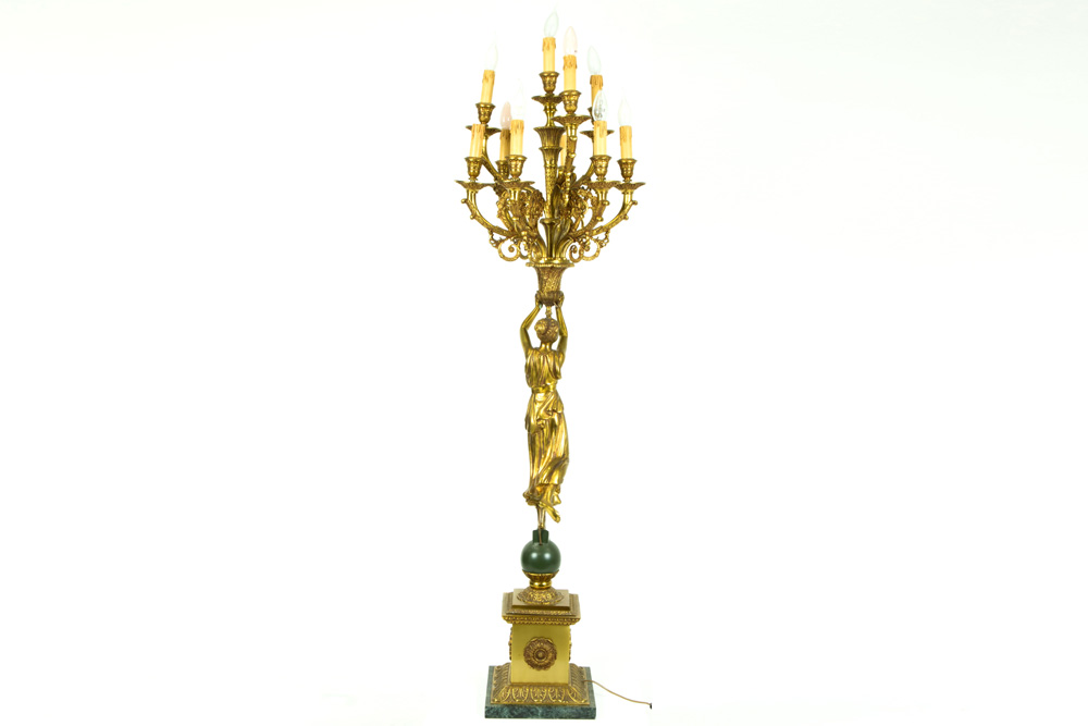 bronze Empire style lamp || Bronzen lamp in Empirestijl - 167 cm hoog - Image 3 of 4