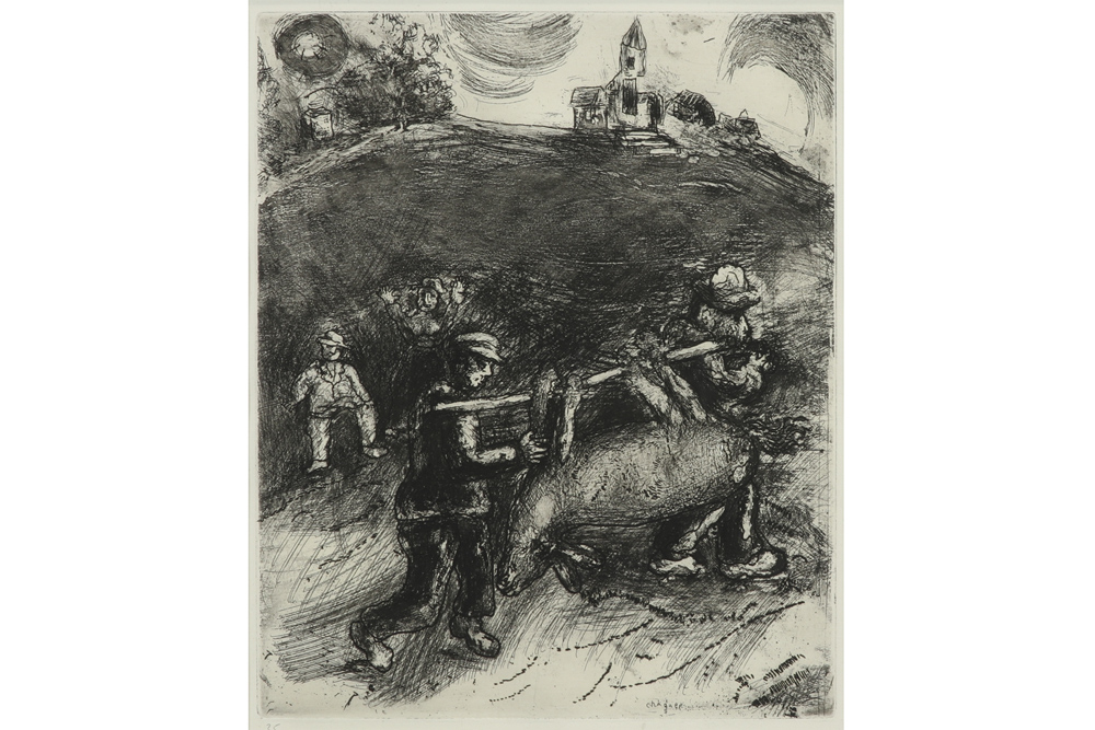 rare Marc Chagall etching (n°35 of 200) from the suite "Fables de Jean de la Fontaine" dd 1952 - - Image 2 of 3