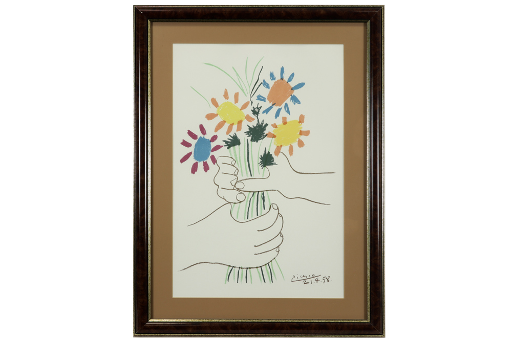 print after Pablo Picasso || PICASSO PABLO, DIEGO, JOSÉ (1881 - 1973) / NAAR print : "Bloemboeket - Image 3 of 3