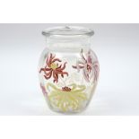 French Art Nouveau vase in clear glass with a floral decor in enamel (in the style of Legras) ||