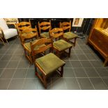 set of six fifties' Guillerme & Chambon design chairs in oak, made in collaboration of "