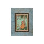 19th/20th Cent. Indian miniature painting depicting a sitting man surrounded by animals || INDIA -
