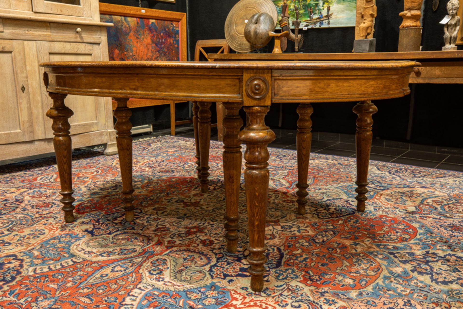 antique big extendable oak table || Antieke vrij grote coulissetafel in blonde eik met verlengbaar - Bild 2 aus 2