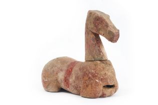 Chinese Han period tomb figure (horse with loose head) in earthenware || CHINA - HAN - DYNASTIE (206