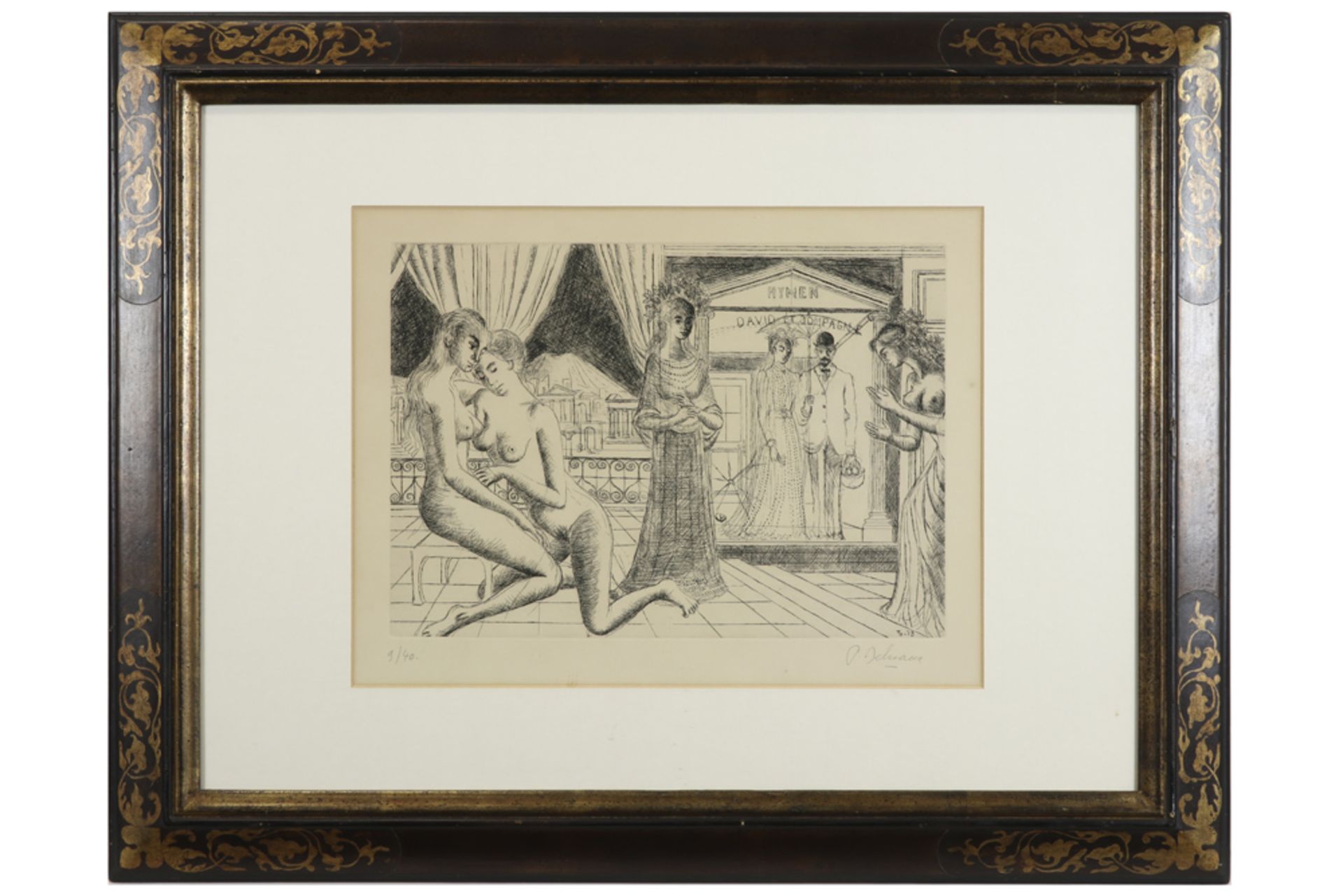 Paul Delvaux signed etching from "Construction d'un temple en ruine à la déesee Vanadé" (1971 - - Bild 3 aus 3