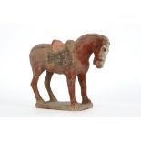 Chinese Han period tomb figure in the shape of a horse in earthenware with thermoluminescence