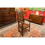 antique English oak armchair || Antieke Engelse armstoel in eik