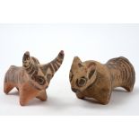 two small Ancient Pakistan Baluchistan Indus Culture Nindowari earthenware "Zeeboe" sculptures ||