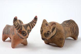 two small Ancient Pakistan Baluchistan Indus Culture Nindowari earthenware "Zeeboe" sculptures ||