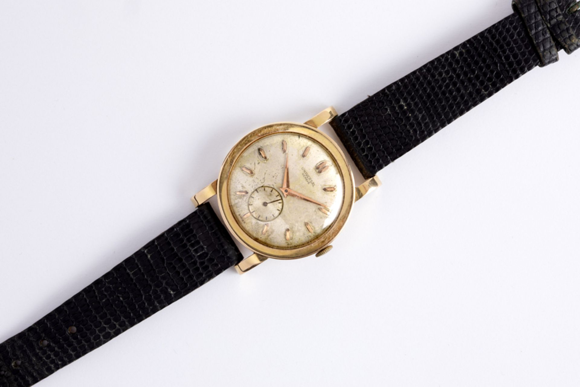 vintage Universal marked wristwatch in yellow gold (18 carat) - with its box || UNIVERSAL vintage - Bild 2 aus 3