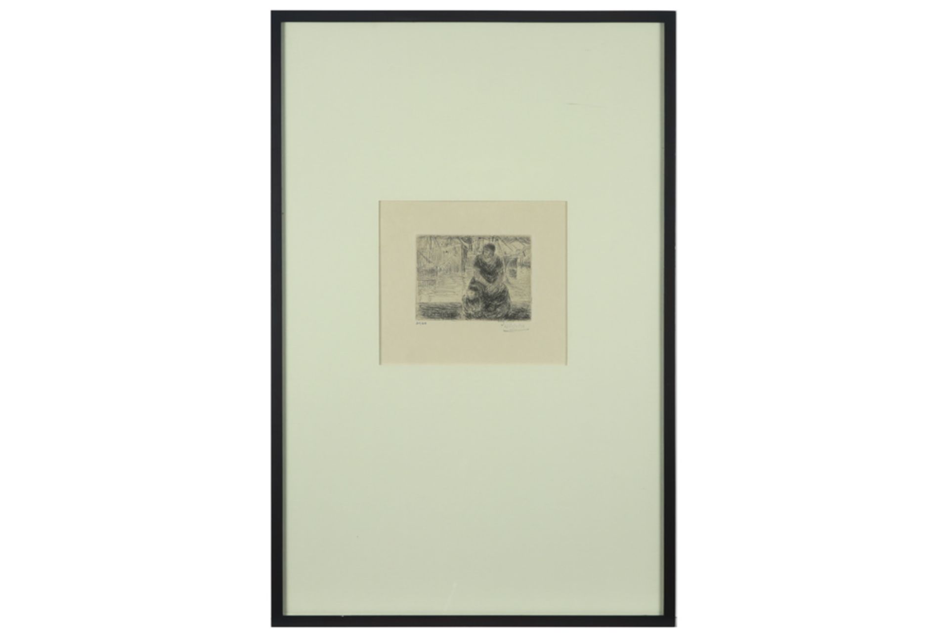 two early 20th Cent. Belgian etchings by Eugène Van Mieghem - with his name stamp || VAN MIEGHEM - Bild 2 aus 5