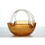 Archimede Seguso "a cordone" design basket in glass by Vetraria Archimede Seguso dd 1949 ||