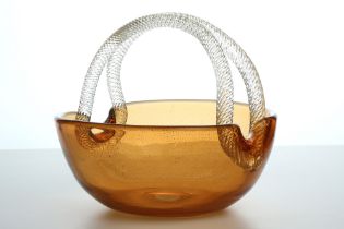 Archimede Seguso "a cordone" design basket in glass by Vetraria Archimede Seguso dd 1949 ||