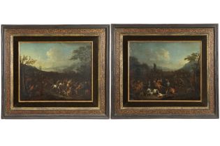 pendant of two 17th Cent. oil on canvas from the cercle of Peter Snayers with war scenes of a nice