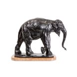 Rembrandt Bugatti "Walking Elephant" sculpture in bronze - signed posthumous cast by Ebano - with