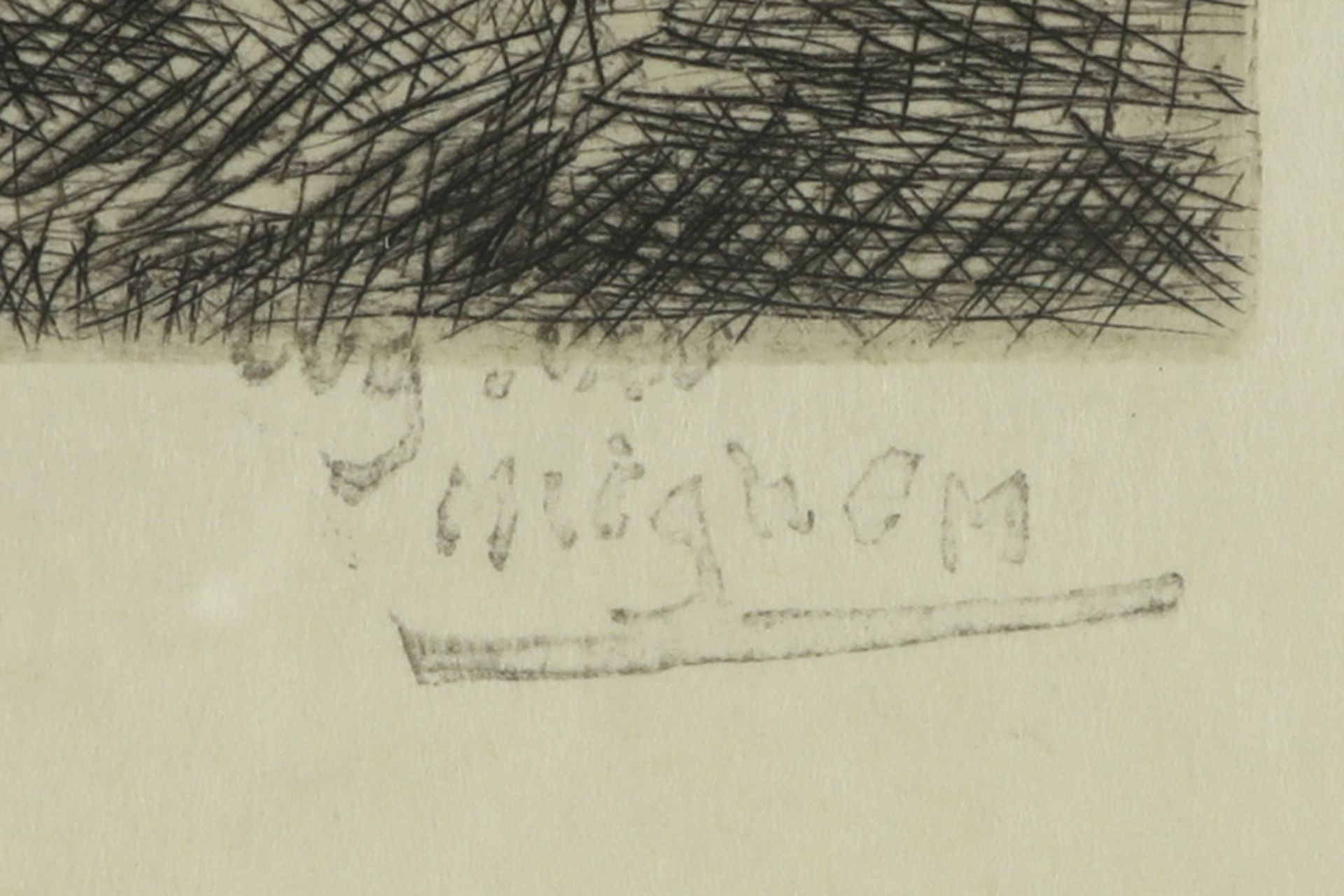 two early 20th Cent. Belgian etchings by Eugène Van Mieghem - with his name stamp || VAN MIEGHEM - Image 3 of 5