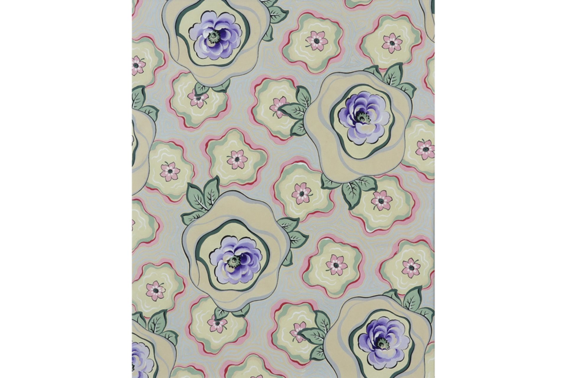 early 20th Cent. Russian aquarelle with a design presumably for wallpaper or textile - illegibly