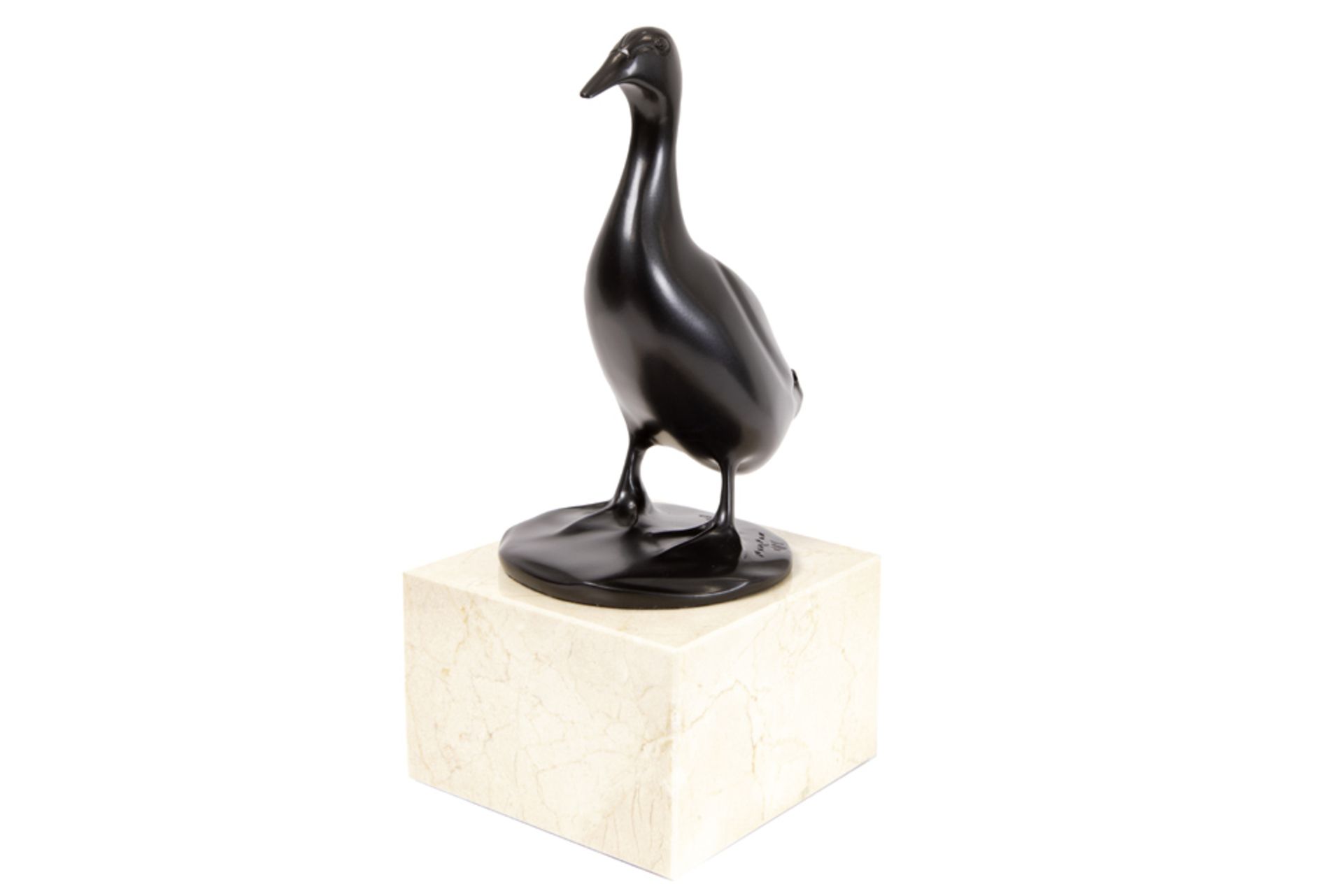 François Pompon signed "Grand Canard" sculpture in bronze with black patina posthumous cast by Ebano - Bild 3 aus 4