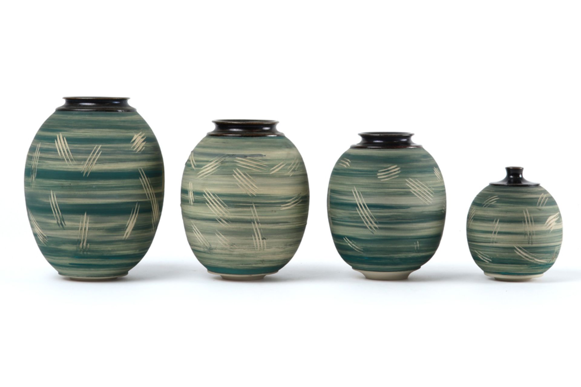 four small vases in ceramic by Erik Baeten & Kris Nolmans of which three are marked || ERIK BAETEN & - Image 2 of 5