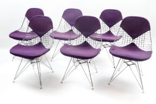 set of six sixties' Charles Eames design (dd 1951) "Eames Wire Bikini DKR - 2" chairs with