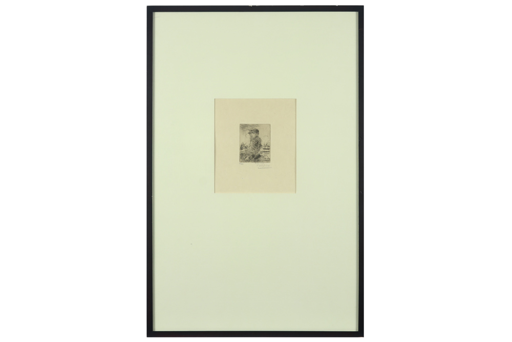 two early 20th Cent. Belgian etchings by Eugène Van Mieghem - with his name stamp || VAN MIEGHEM - Image 4 of 5