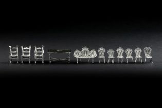 collection of eleven furniture miniatures in marked silver || Collectie van elf