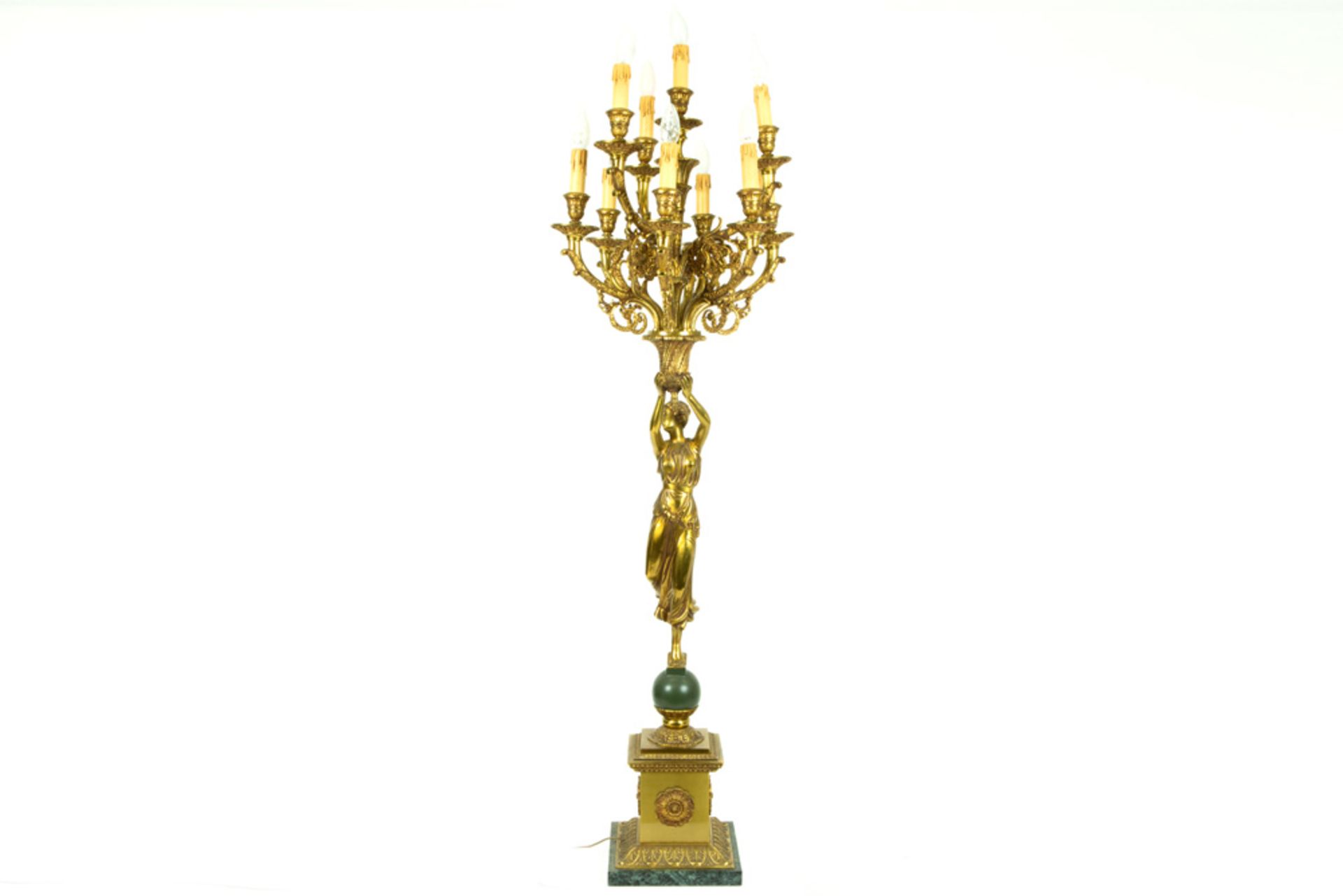 bronze Empire style lamp || Bronzen lamp in Empirestijl - 167 cm hoog - Image 2 of 4