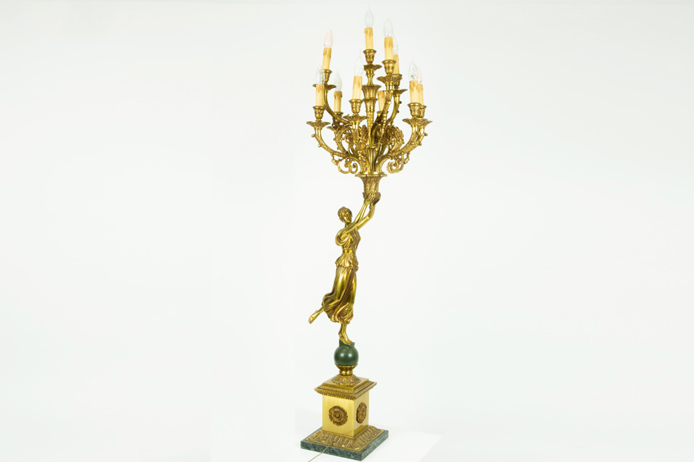 bronze Empire style lamp || Bronzen lamp in Empirestijl - 167 cm hoog - Image 4 of 4