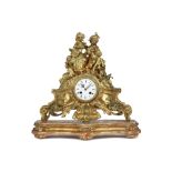 19th Cent. clock with its case in gilded metal and with a "Japy frêres 1855" signed work ||