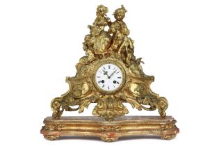 19th Cent. clock with its case in gilded metal and with a "Japy frêres 1855" signed work ||
