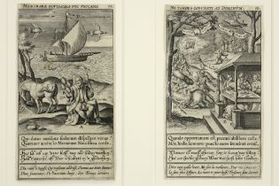 two prints, framed together, by Theodoor Galle (dd 1603) || GALLE THEODOOR (1571 - 1633) twee