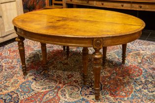 antique big extendable oak table || Antieke vrij grote coulissetafel in blonde eik met verlengbaar