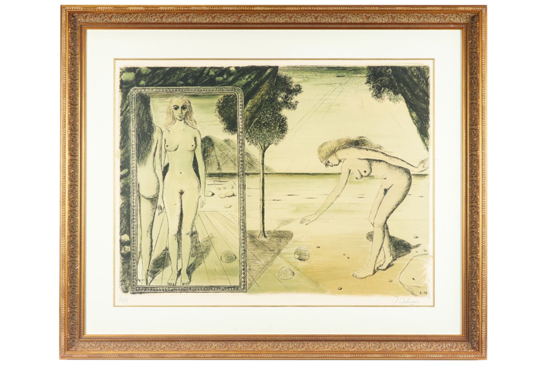 paul Delvaux signed lithograph - 6/72 dated in the plate || DELVAUX PAUL (1897 - 1996) litho n° 33/ - Bild 3 aus 3