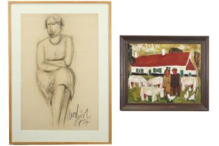 20th Cent. Belgian drawing and oil on canvas - signed Maurice Verbist and dated || VERBIST