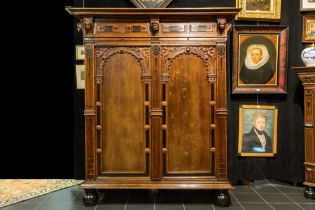 17th Cent. Dutch (Utrecht) armoire in oak and ebony with two doors with typical design and with
