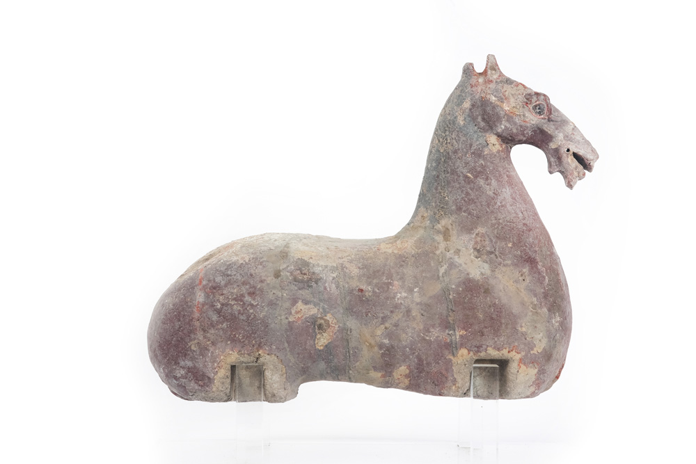 Chinese Han period tomb figure in the shape of a horse in earthenware with thermoluminescence - Image 4 of 5