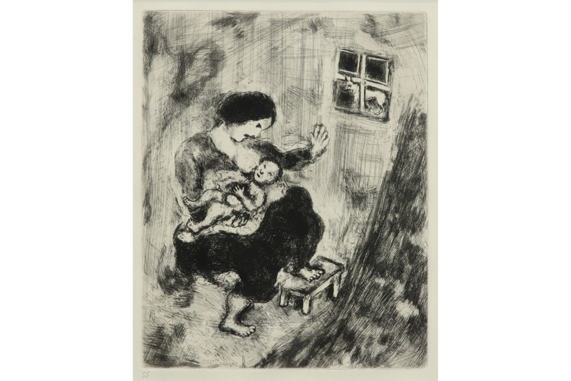 rare Marc Chagall etching (n°35 of 200) from the suite "Fables de Jean de la Fontaine" dd 1952 - - Bild 2 aus 3