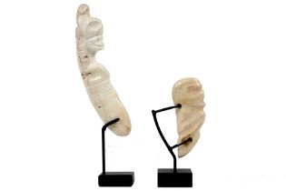two Caribbean Taino Culture bone sculptures, amongst which a pendant, with a stylised