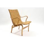 Bruno Mathsson marked "Eva" (design of 1934) armchair in bent plywood and solid birch frame with