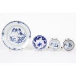 three bowls and a plate in 18th Cent. Chinese porcelain with a blue-white decor || Lot (4)