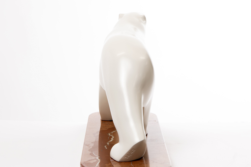 François Pompon signed "White polar Bear" sculpture in bronze with white patina posthumous cast by - Image 4 of 6