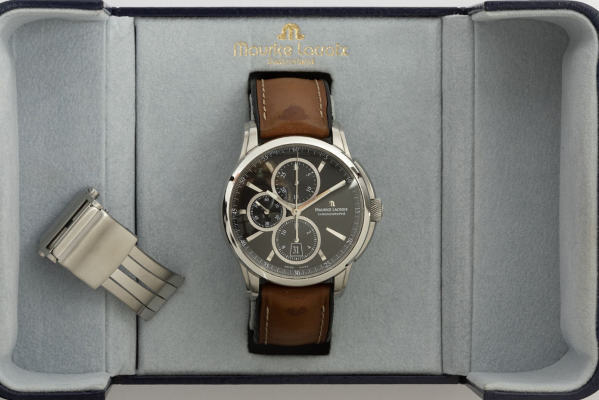 completely original Maurice Lacroix marked automatique "Pontos Chronograph" wristwatch in steel - - Bild 4 aus 4