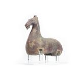 Chinese Han period tomb figure in the shape of a horse in earthenware with thermoluminescence