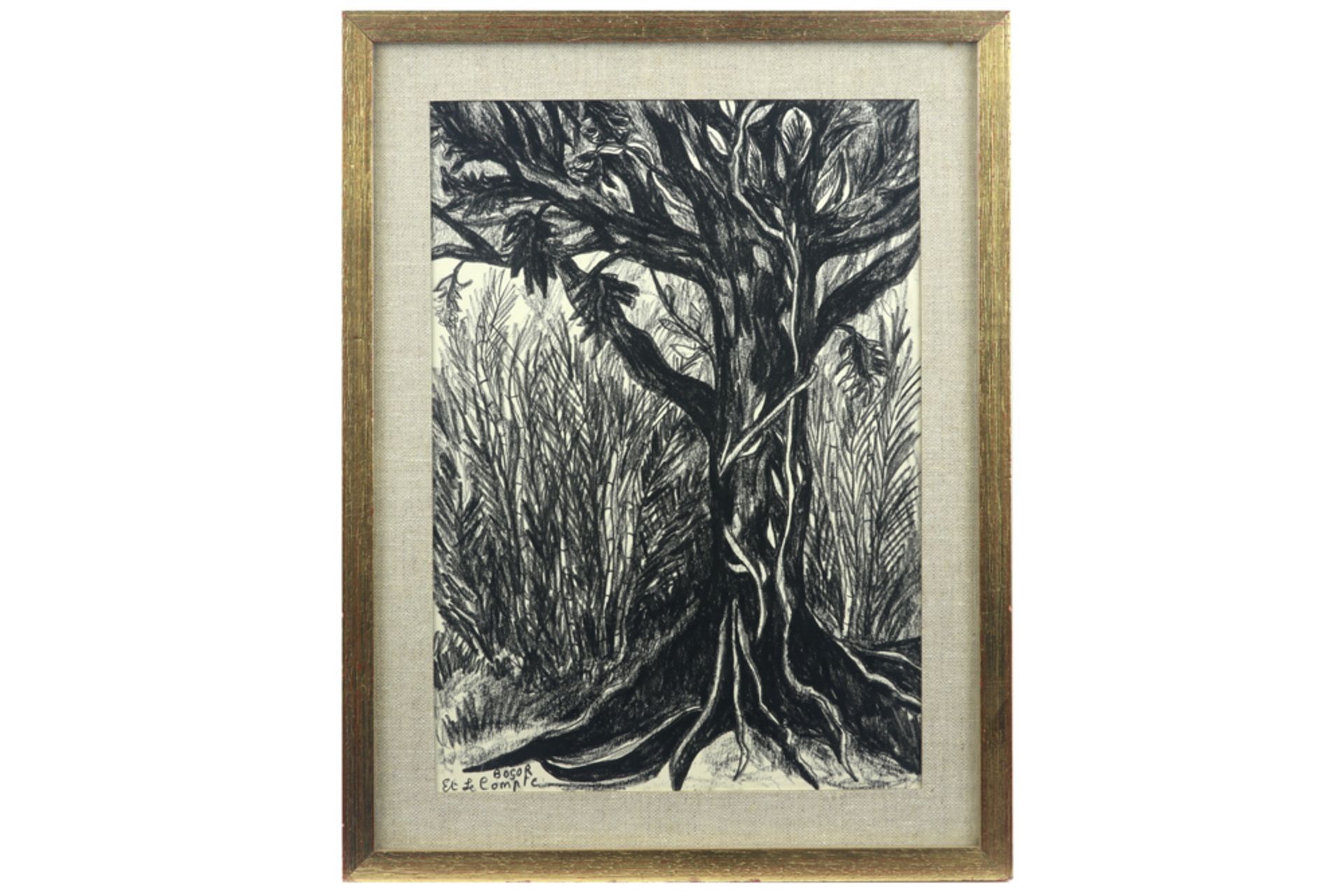 20th Cent. charcoal drawing - signed Etienne Le Compte || LE COMPTE ETIENNE (STEVENBERG, LODE) (1931 - Bild 3 aus 3