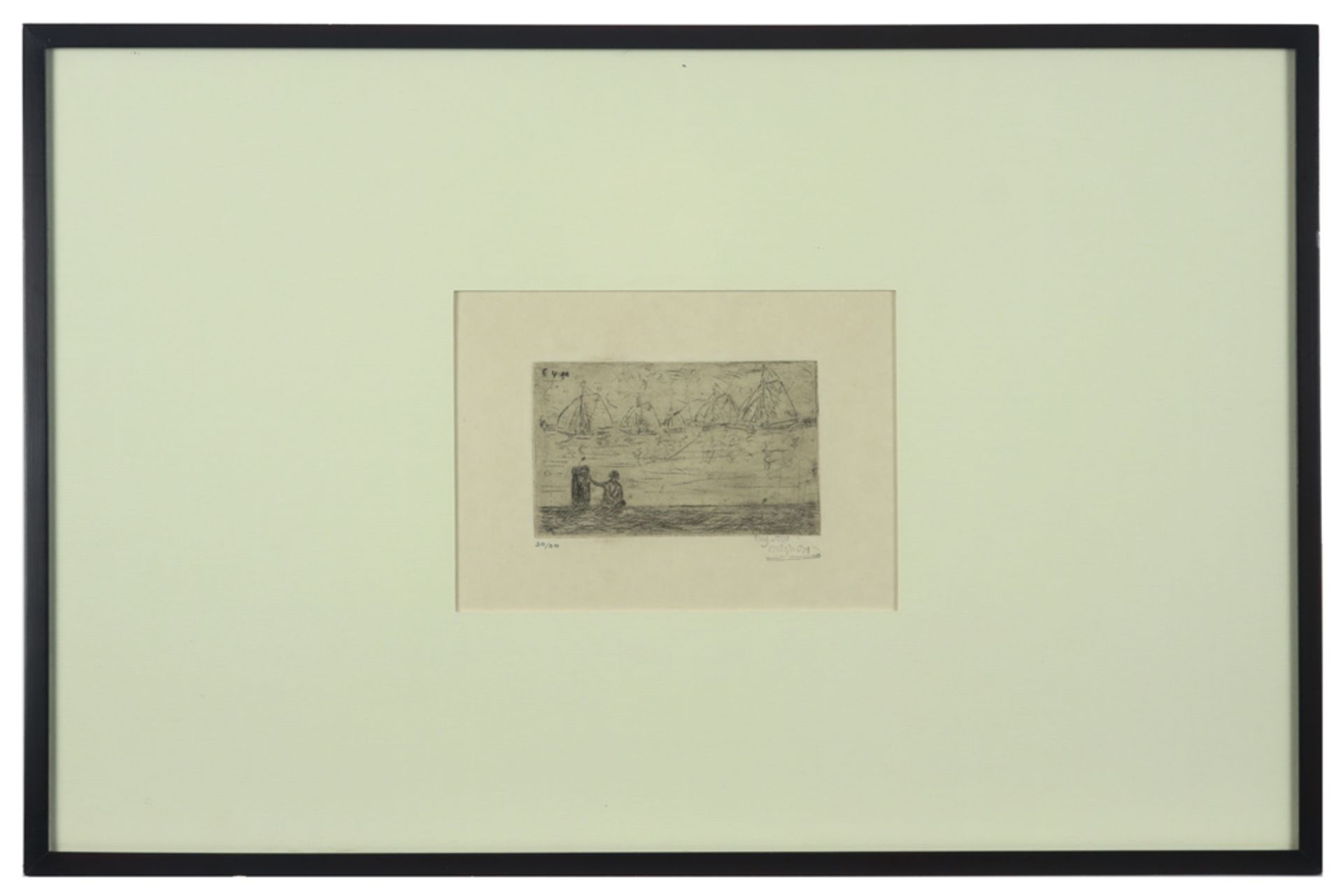 two early 20th Cent. Belgian etchings by Eugène Van Mieghem - with his name stamp || VAN MIEGHEM - Image 4 of 5