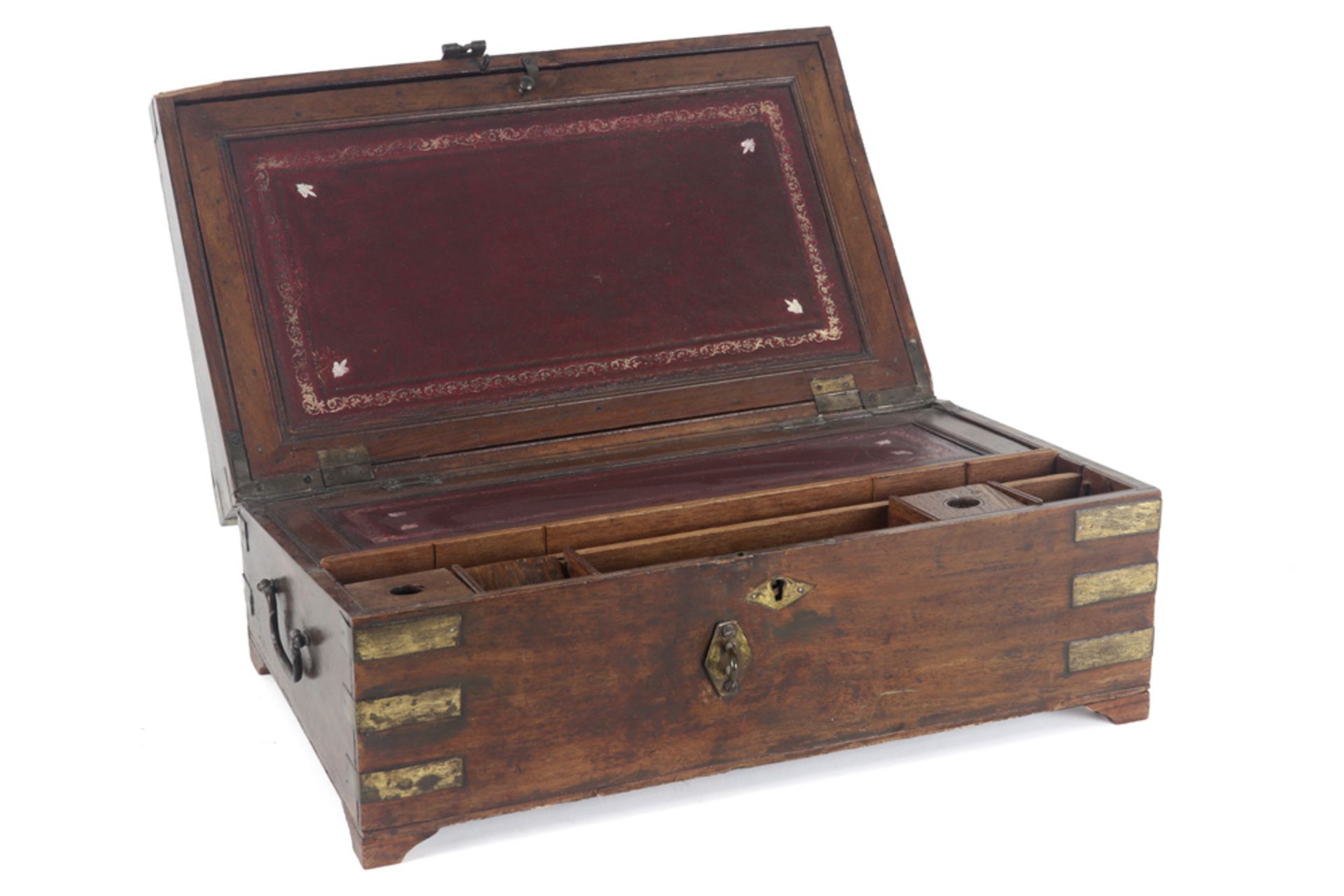 antique British-colonial writing box || Antieke Engels-koloniale schrijfkist in een exotische - Image 2 of 6