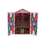 Peruvian folk Art from Cuzco : a small house altarpiece in sculpted and polychromed wood ||