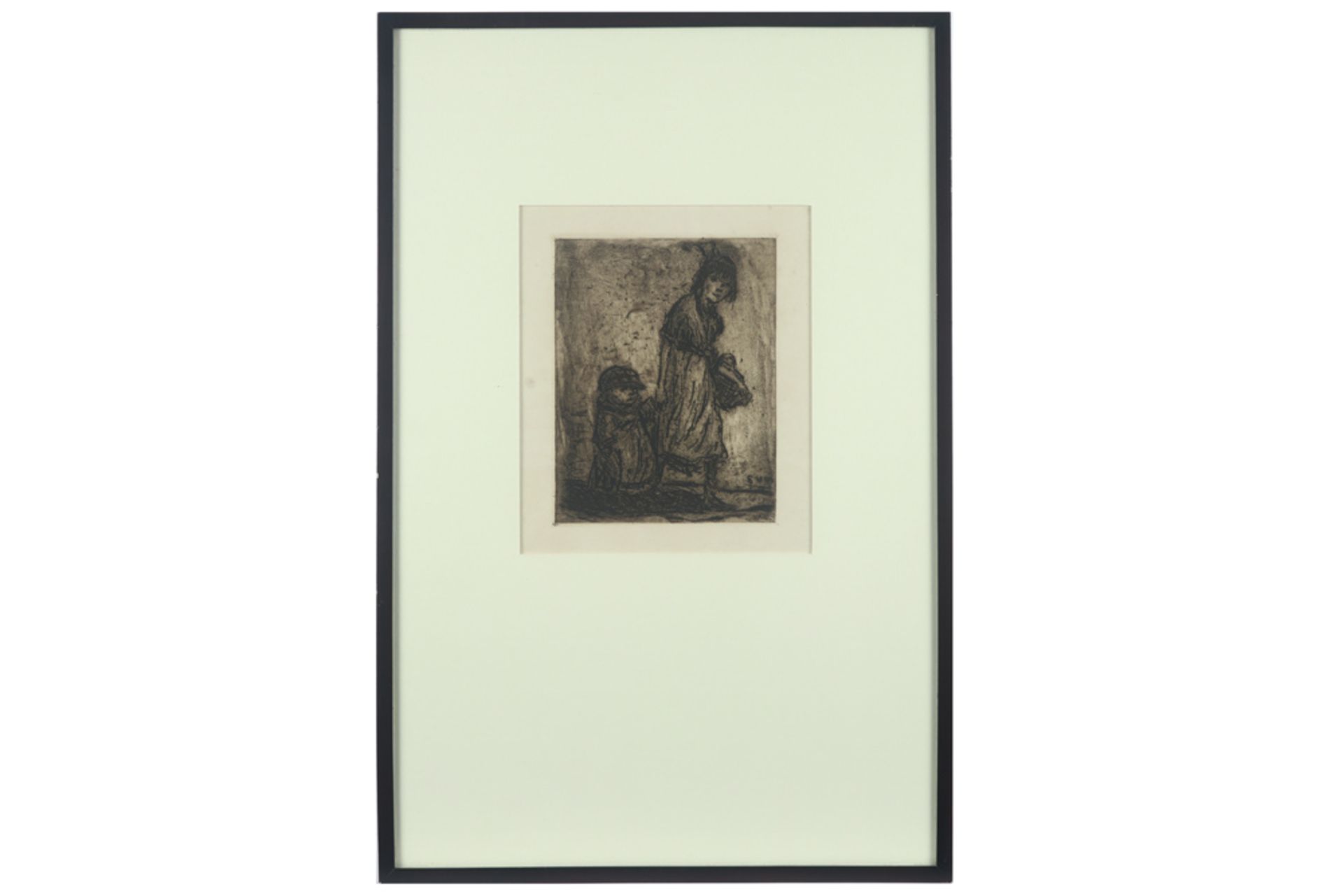 an early 20th Cent. Belgian etching and drawing by Eugène Van Mieghem || VAN MIEGHEM EUGENE ( - Bild 2 aus 3
