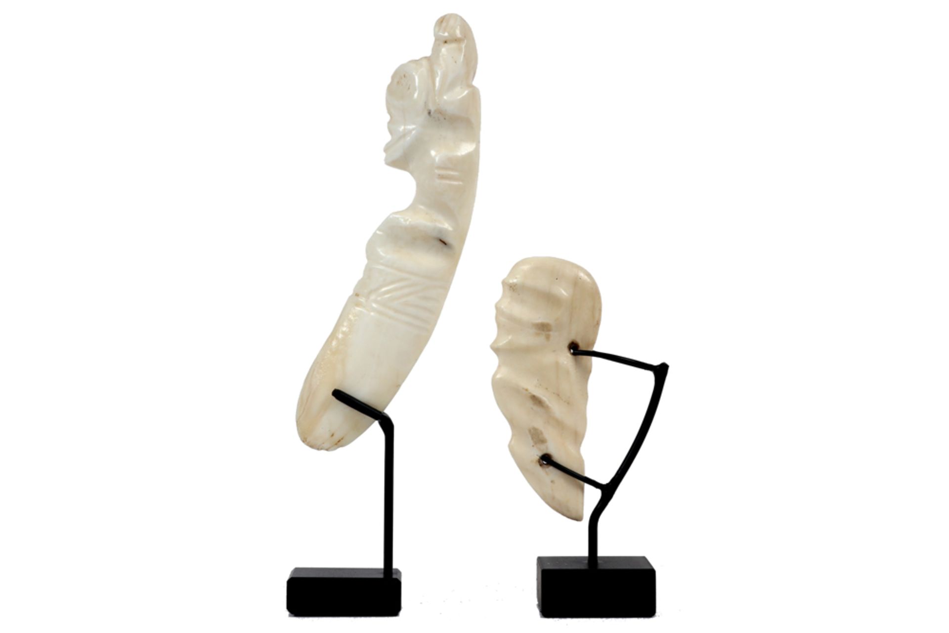 two Caribbean Taino Culture bone sculptures, amongst which a pendant, with a stylised - Image 3 of 3