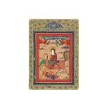 19th/20th Cent. Persian miniature painting depicting Mohammad sitting on an animal (?) || PERZIË -